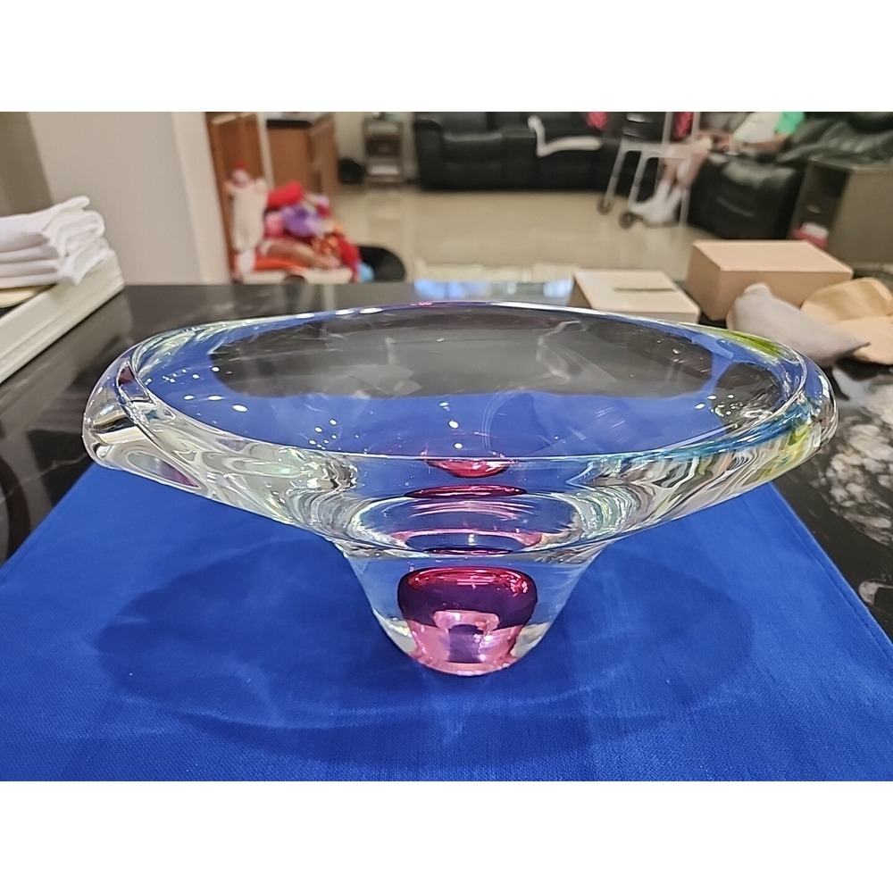 Mid Century Modern Murano Sommerso Style Art Glass Centerpiece Vase 11"